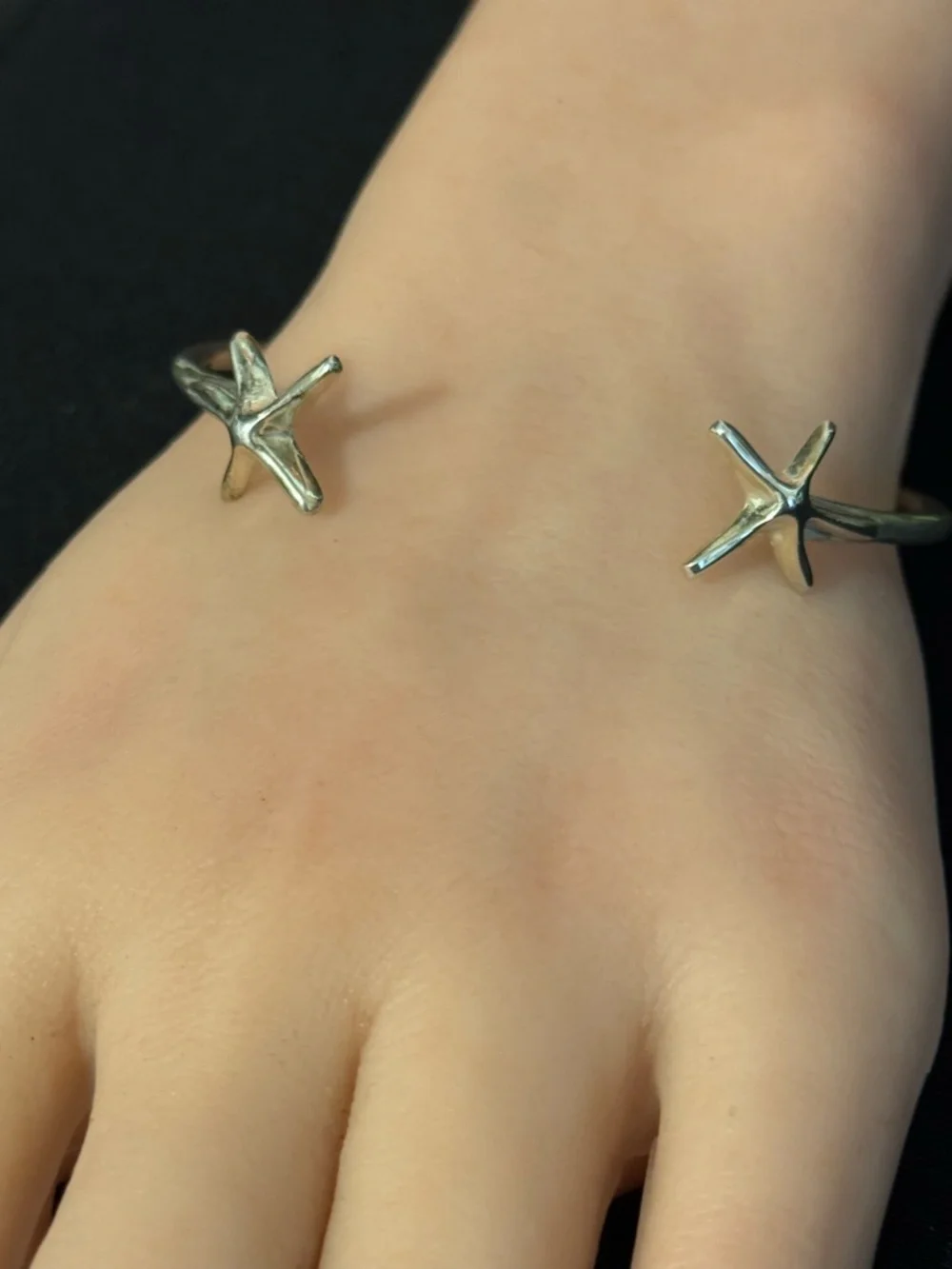 Sterling‎ Silver 925 Starfish Open Cuff Bracelet